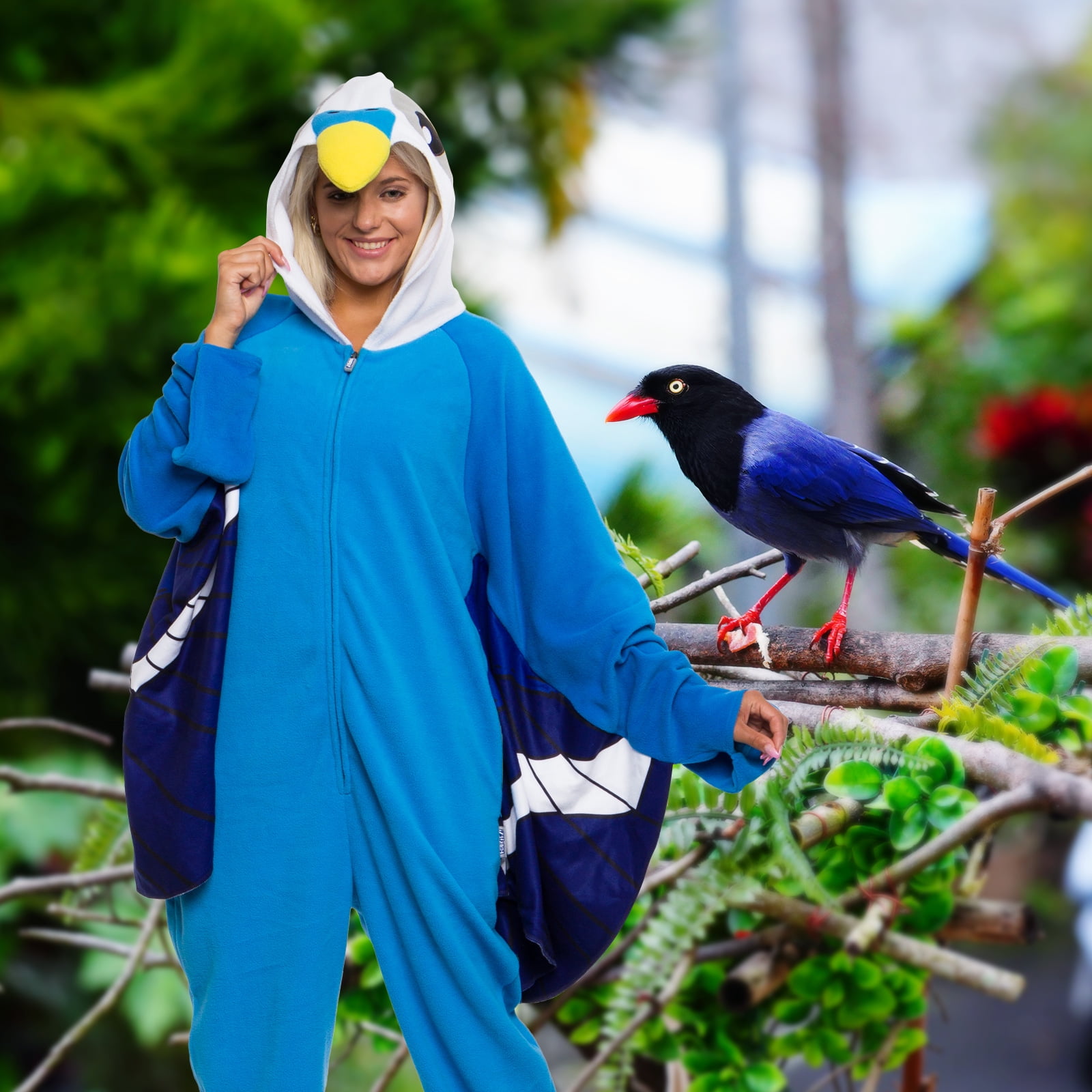 FUNZIEZ! Bird Pajamas - One Piece- Plush Adult Parrot Costume (Blue, XSmall) - Walmart.com